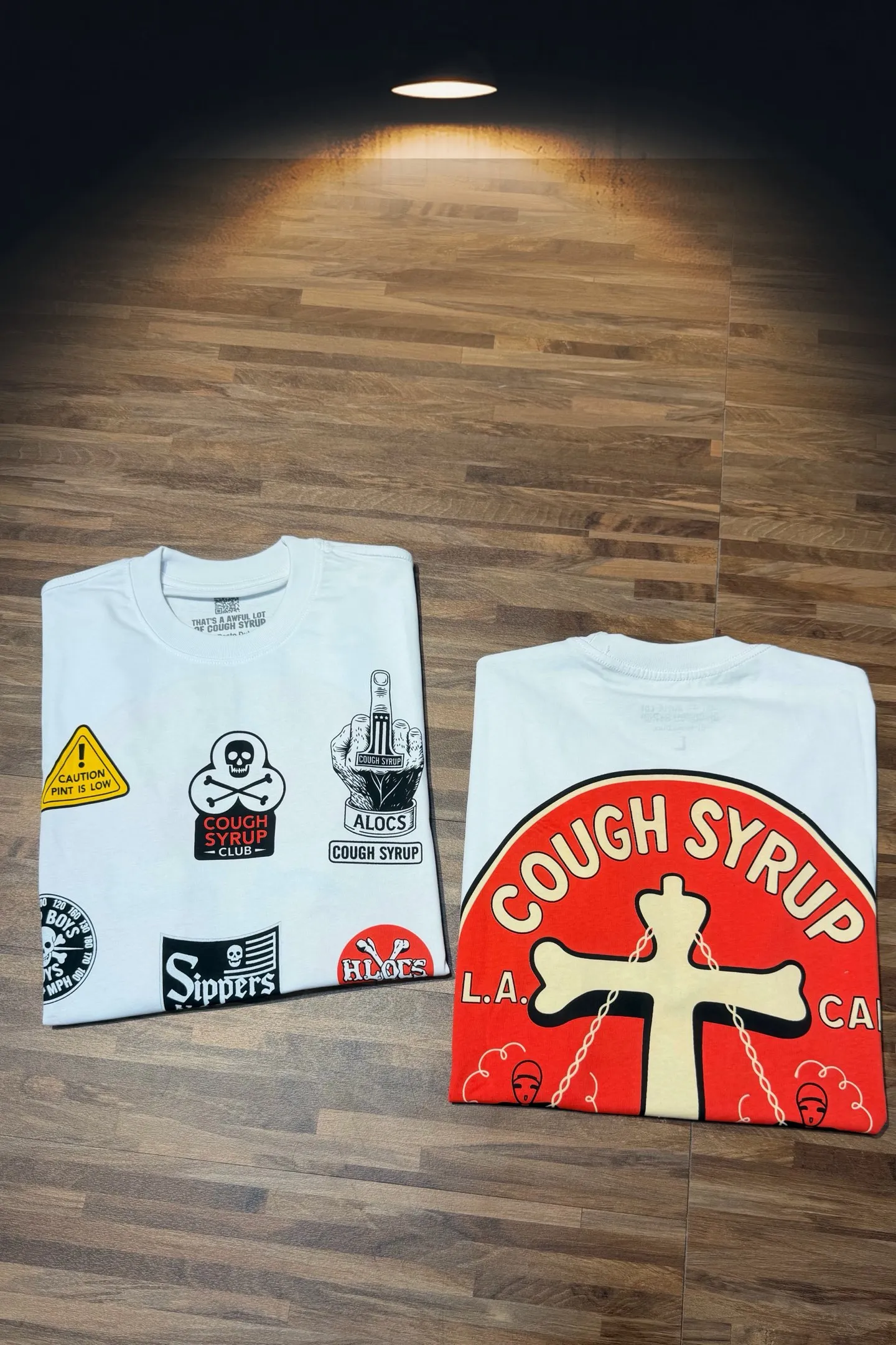 #ivory/advanced gray | THAT'S A AWFUL LOT OF COUGH SYRUP In Stock Real shot American simple fashion brand loose casual T-shirt Fabric (fabric): 32 counts Weight combed double yarn pure cotton Sizes (size): S-M L
